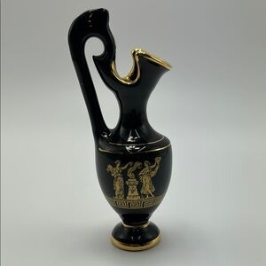 Handmade Greek Elegant‎ Black & Gold Vase 14K Gold